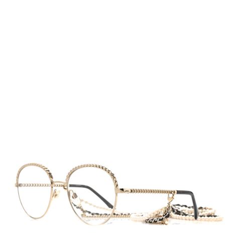 chanel round eyeglasses with chain